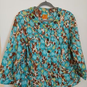 Ruby Rd. Vibrant Blue and Brown Jacket